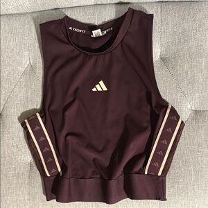 Adidas Red Sleeveless Crop Tank Top